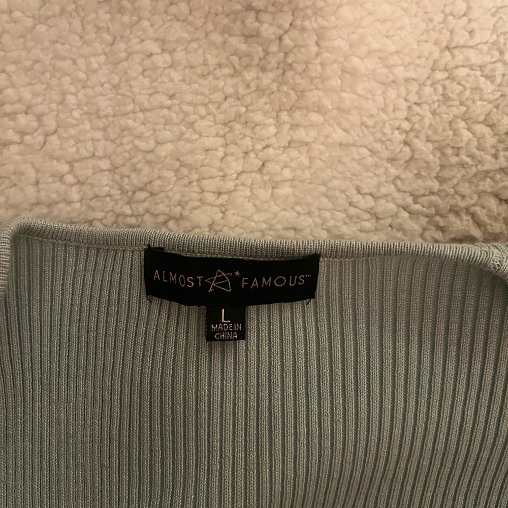 Almost Famous Mint Ribbed Cardigan - Picture 3 of 3